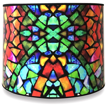 Decorative Handmade Lamp Shade, Mosaic Stained Glass Design, 10"x10"x8
