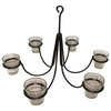 Wrought Iron 6 Arm Votive Candle Chandelier With Pots, Hand Made