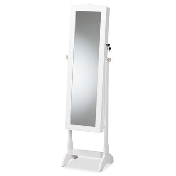 Baxton Studio Madigan White Finished Wood Jewelry Armoire with Mirror