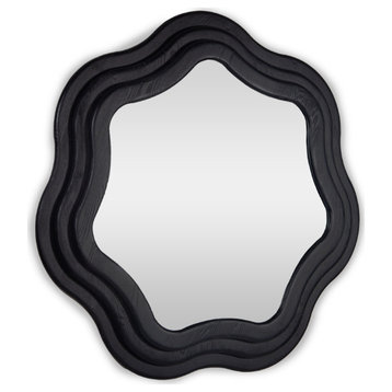 Swirl Round Mirror, Charcoal