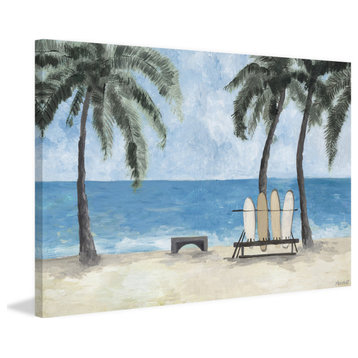 "Surfboards and Palm Trees" Painting Print on Wrapped Canvas, 36"x24"