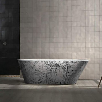 Victoria Modern Luxury Freestanding Black/Silver Bathtub