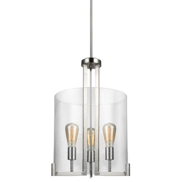 Three Light Foyer-Brushed Nickel Finish-Incandescent Lamping Type - Chandelier