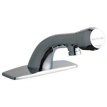 LK652 Deck Mount Metered Faucet With Spout Push Button Handle Chrome