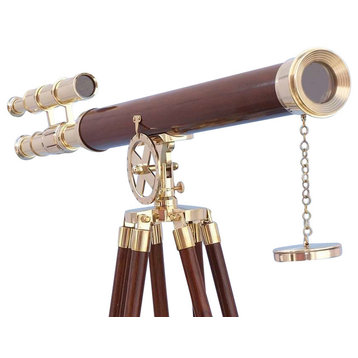 Floor Standing Brass/Wood Griffith Astro Telescope 64'', Decorative Telescope