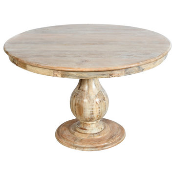 Bayside Jensen 48" Round Solid Wood Dining Table, Natural Finish