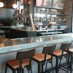 Zinc bar top with inlay edge detail - Game Room And Bar Furniture