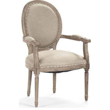 Medallion Linen Arm Chair - Hemp Linen