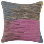 Bareens Designer Rugs - Turkish Eclectic Guthrie Hand Woven Kilim Pillow - Embellish your home with this timeless casual chic handmade Southwestern Kilim throw pillow covers made with wool and cotton. Constructed on a loom by Nomad Turkman people with hand spun wool and Natural Vegetable dyes these beautiful Kilim pillow covers are known for their beautiful repetitive geometrical, naturalistic floral and traditional patterns yet still giving it a moden look. Masterfully artisan-crafted on traditional Kilim looms with a contemporary fashion palette producing bold intricate sharp patterns making them a standout piece in any decor.