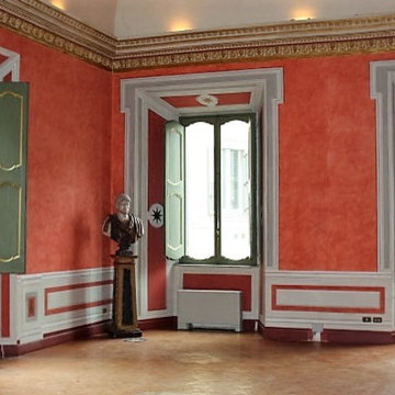 patine con terre colorate e decorazioni su pareti