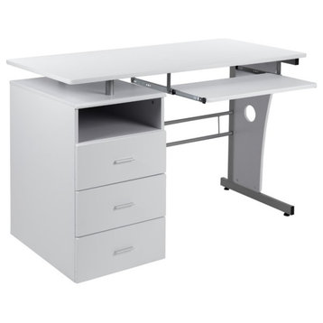 Bowery Hill 3-Drawers Pedestal Computer Desk in White