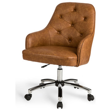 39.75"H Gaslift Adjustable Swivel Office Chair/Desk Chair, Caramel Bonded