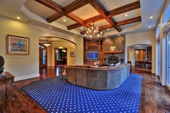 Entry rug on wood floor & carpet inlaid under a wood border in next room.  Love the various sized wood …