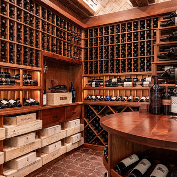 Traditional Mahogany Wooden Home Wine Cellar in San Luis Obispo
