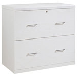 OSP Home Furnishings - Alpine 2-Drawer Lateral File With Lockdowel� Fastening System, White Finish - Keep everything organized and secure with our 2-Drawer, locking lateral file cabinet. Dual drawer pulls paired with euro-style easy glide hardware allows each double width drawer to open and close with ease. Both legal and letter size file capability with locking top drawer. Simplify assembly with Lockdowel� fasteners, which are invisible, creating a tight joint and a finished look. The Lockdowel� fastening system is designed to simply slide components into place for quick, sturdy assembly every time.