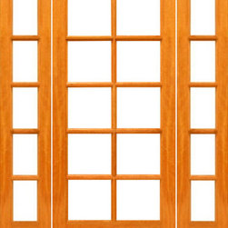 Prehung Red Oak-10-lite French Red Oak IG Glass Sidelights Door - Patio Doors