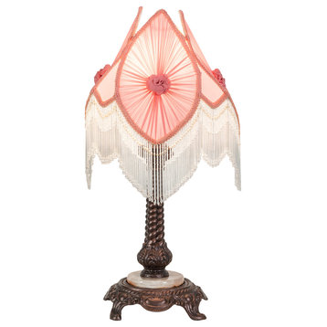 26"H Fabric and Fringe Pink Pontiff Accent Lamp