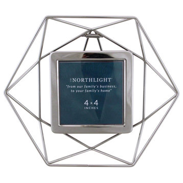 9.5" Contemporary Hexagonal 4" x 4" Photo Picture Frame Silver