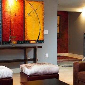 Experience Vibrant Hues in This Family Room by a Living Room Designer