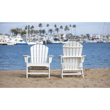 Hampton Poly Outdoor Patio Adirondack Chairs, Set of 2, White