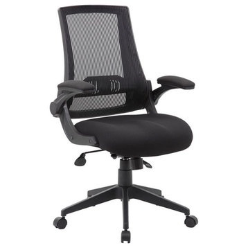 Boss Office Mesh Swivel Flip Arm Office Chair in Black
