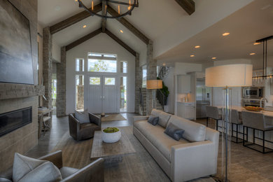 Inspiration for a rustic family room remodel in Portland