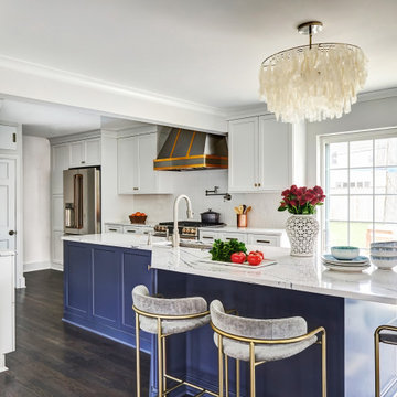 White and Blue Transitional Kitchen