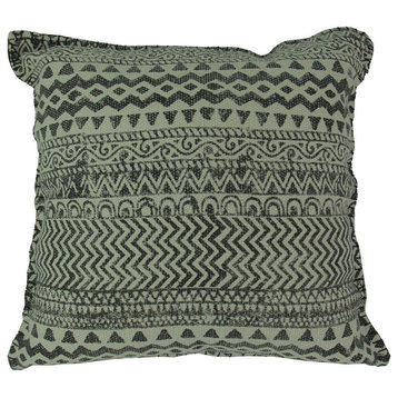 Charcoal Gray Geometric Design Cotton Dhurrie Pillow 20 Inch