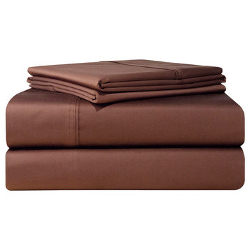 Pointehaven 500TC Deep Fitted Sheet Set, Chocolate, Queen
