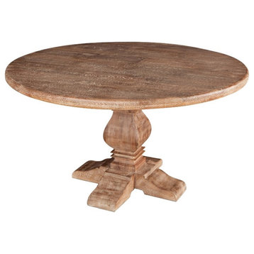 World Interiors Pengrove 48" Round Mango Wood Dining Table in Light Brown