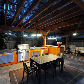 Cedar Timber Pavilion Outdoor Kitchen