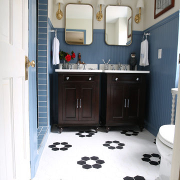 Dusty Blue Shower With Quick Ship Bathroom Floor