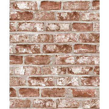 Distressed Natural Brick 32'x20.8" Wallpaper