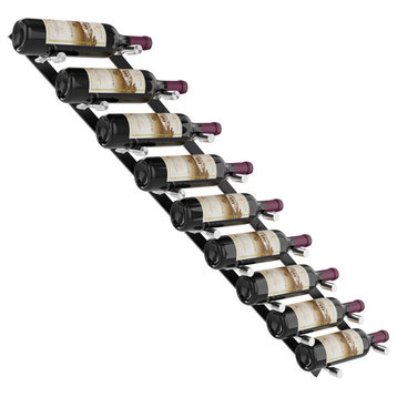 Vino Pins Flex 45 (wall mounted metal wine rack), Matte Black, 9 Bottlles