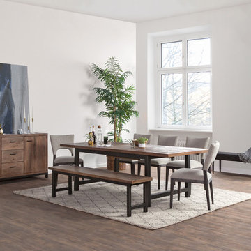 Klamath Reclaimed Pine Dining Table and Bench