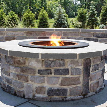 Warren, NJ Beautiful transformation - Blue stone patio with pergola and fire pit
