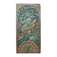 Mogul Interior - Consigned Ethnic Wall Panel Reclaimed Wood Radha Krishna The Eternal Lovers - Wall Accents