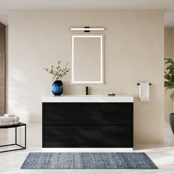 Boutique Bath Vanity, Black, 60", Single Sink, Freestanding