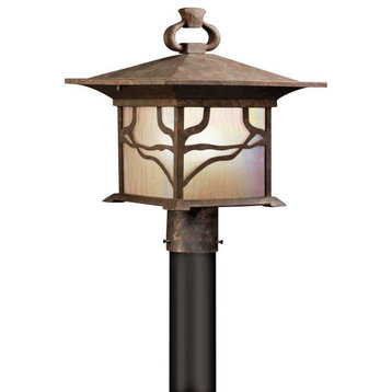 -1 light Outdoor Post Mount-Arts and Crafts/Mission inspirations-14.75 inches