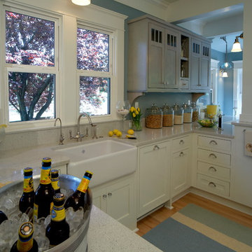 Ballard White Cottage Beach Kitchen - Home Birth Year 1911