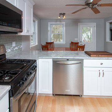 Transitional Sea Salt Classic Kitchen remodel with Supreme white granite top