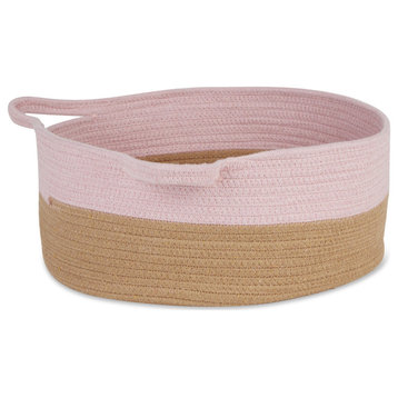 Pink And Beige Cotton Rope Cat Ears Pet Basket