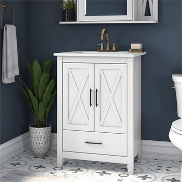 Bush Key West 24"W Engineered Wood Bathroom Vanity Cabinet in White Ash