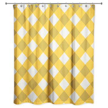Yellow Plaid Shower Curtain