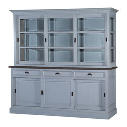 Chesterfield Teak & Solid Wood Sliding Door 3 Drawer China Cabinet - China Cabinets And Hutches