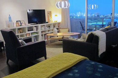 Inspiration for a small contemporary open concept living room remodel in Miami