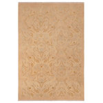 Bareens Designer Rugs - Boho Chic Ziegler Hassie Tan Brown Wool Rug - 6'0'' x 9'2'' - A Persian influenced Turkish hand knotted rug made by skilled artisans capable of creating the most exceptional vegetable dyes and hand-spun New Zealand wool. This gorgeous one of a kind Peshawar Kafkaz handmade rugs is also known as a Chobi Ziegler Rug. This gorgeous rug is extremely versatile and is famous for its pleasing color palette and informal design that works in a myriad of interiors. It has been expertly hand-tied, finished, sun-dried, and can contain up to 1.5 million knots. It takes 4 skilled artisans to hand knot this rug nine to twelve months to complete this piece of art. The invigorating colors and patterns in this rug will give your home an elegant and fresh appearance. While drawing upon the coloring and patterns of antique rugs, contemporary Peshawar pieces incorporate modern design motifs and feature vibrant color tones. Give your room a luxurious look and feel with this beautiful rug with gorgeous color pallet. The intricate design allows this oriental rug to create a royal ambience in any d�cor. Hand knotted construction and natural fibers gives this rug soft feel under your feet.