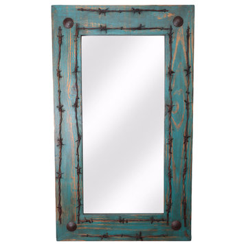 Old Ranch Rustic Mirror, Turquoise