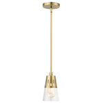 Livex Lighting Inc. - 1 Light Natural Brass Mini Pendant - Add an aura of sophistication and elegance with the Bennington transitional mini pendant. With the natural brass finish, it looks especially decadent. The Bennington collection delivers an inspiring and upscale mood to a new or remodeled bath space.