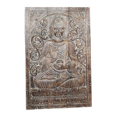 Consigned Carved Wooden Buddha Wall Panel Yoga Studios Wall Art Wall Sculpture